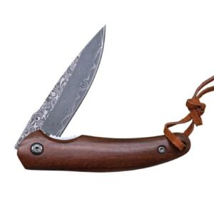 Damascus Folding Knife real Damascus 67 layered 1095 Steel Rose Wood Handle Quality Pocket Knife